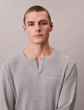 Koszulka nocna z dzianiny waflowej typu Henley