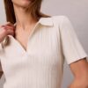 Koszulka polo z gładkiej bawełny prążkowanej Koszulka polo z gładkiej bawełny prążkowanej