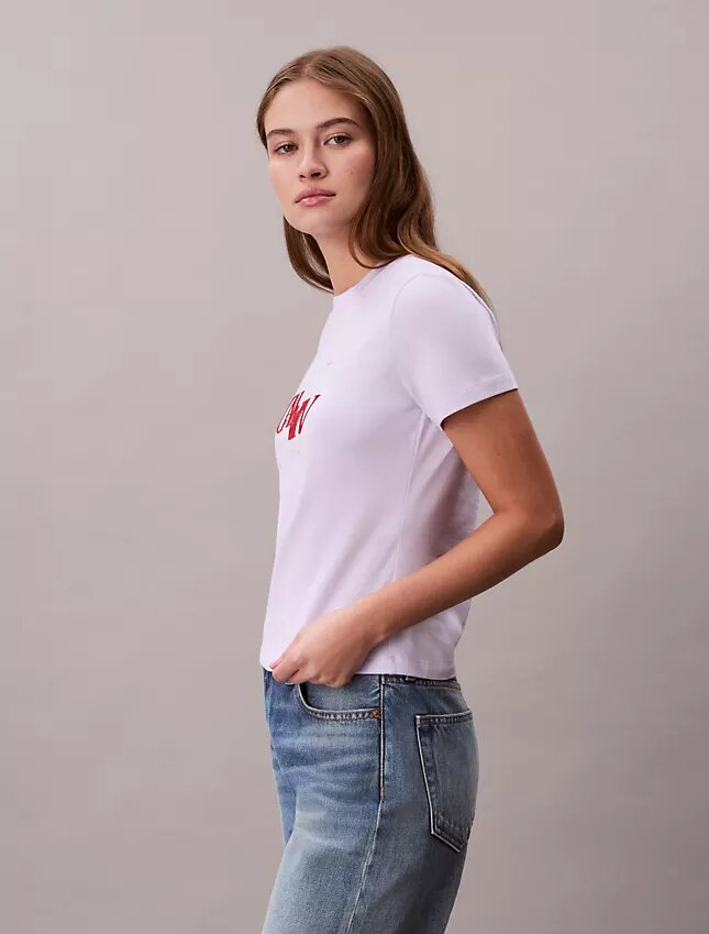 Koszulka slim fit z dzielonym logo Koszulka slim fit z dzielonym logo