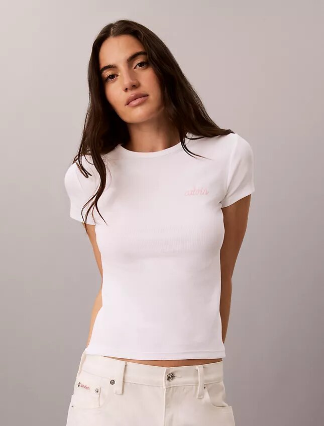 Koszulka slim fit z graficznym logo Contour Rib Koszulka slim fit z graficznym logo Contour Rib