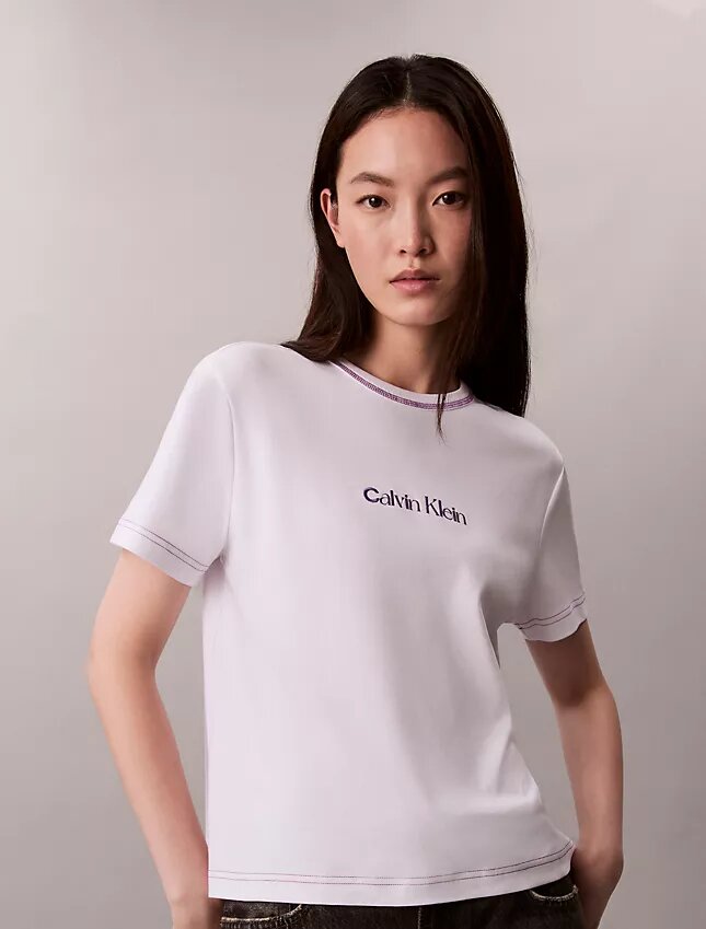Koszulka slim fit z haftowanym logo Koszulka slim fit z haftowanym logo