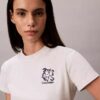 Koszulka slim fit z nadrukiem kwiatowym