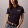 Koszulka slim fit z zakrzywionym logo Koszulka slim fit z zakrzywionym logo