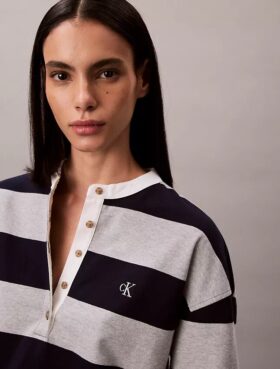 Koszulka typu henley w paski w stylu varsity