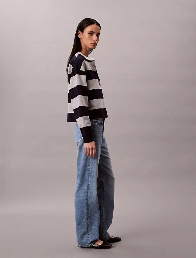 Koszulka typu henley w paski w stylu varsity Koszulka typu henley w paski w stylu varsity