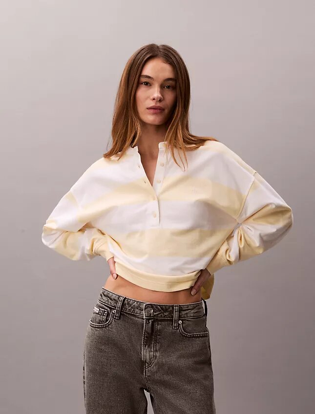 Koszulka typu henley w paski w stylu varsity Koszulka typu henley w paski w stylu varsity