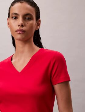 Koszulka z luźnym dekoltem w serek z bawełny Liquid Cotton