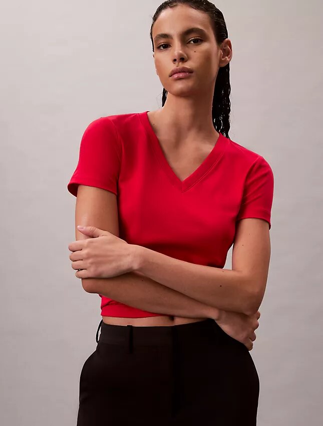 Koszulka z luźnym dekoltem w serek z bawełny Liquid Cotton Koszulka z luźnym dekoltem w serek z bawełny Liquid Cotton