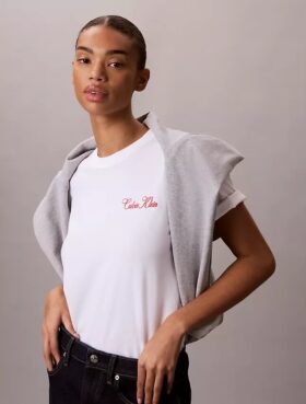 Koszulka z nadrukiem Calvin Klein w stylu kursywnym