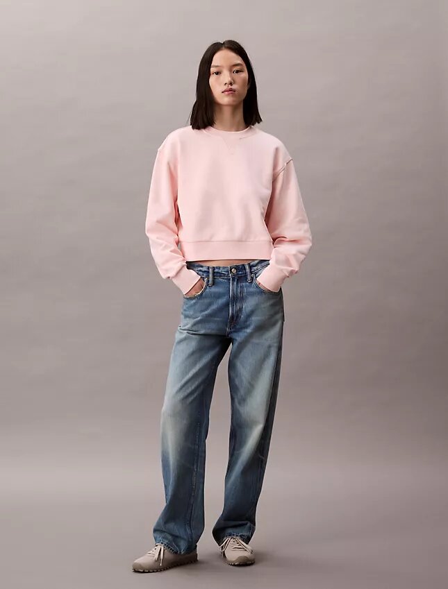 Krótka bluza z francuskiej dzianiny frotte o luźnym kroju Krótka bluza z francuskiej dzianiny frotte o luźnym kroju