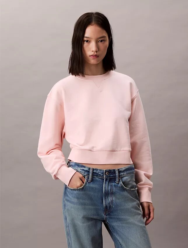 Krótka bluza z francuskiej dzianiny frotte o luźnym kroju Krótka bluza z francuskiej dzianiny frotte o luźnym kroju