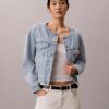 Krótka Denim Trucker Jacket bez kołnierza