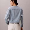 Krótka Denim Trucker Jacket bez kołnierza