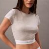 Krótka koszulka z Cotton Stretch ściągacza Krótka koszulka z Cotton Stretch ściągacza
