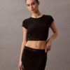 Krótka koszulka z Cotton Stretch ściągacza Krótka koszulka z Cotton Stretch ściągacza