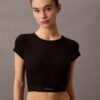 Krótka koszulka z Cotton Stretch ściągacza Krótka koszulka z Cotton Stretch ściągacza