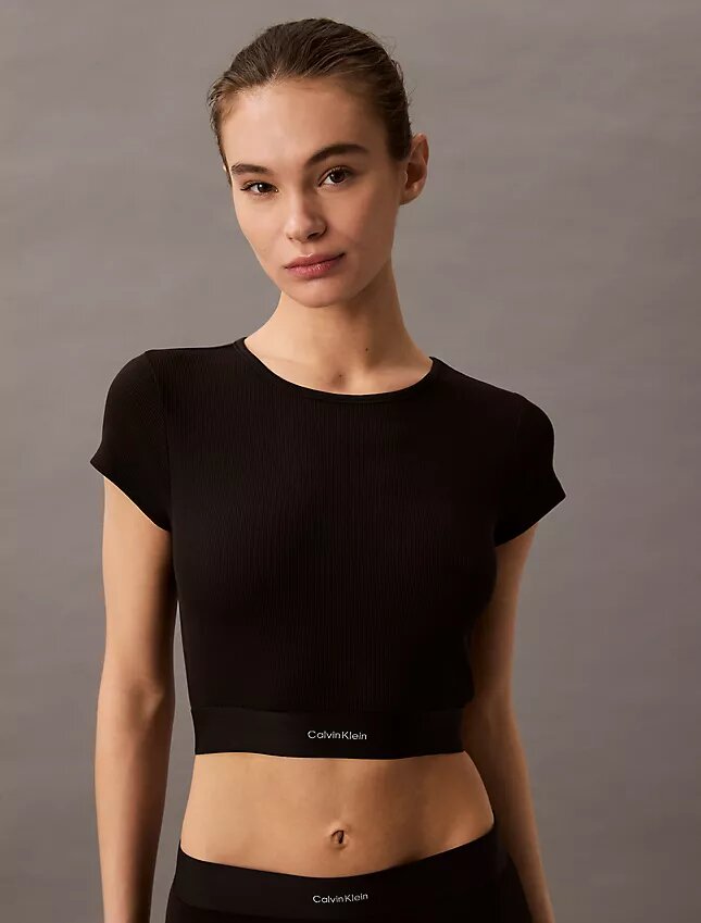 Krótka koszulka z Cotton Stretch ściągacza Krótka koszulka z Cotton Stretch ściągacza