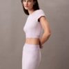 Krótka koszulka z Cotton Stretch ściągacza Krótka koszulka z Cotton Stretch ściągacza