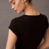 Krótka koszulka z Cotton Stretch ściągacza Krótka koszulka z Cotton Stretch ściągacza
