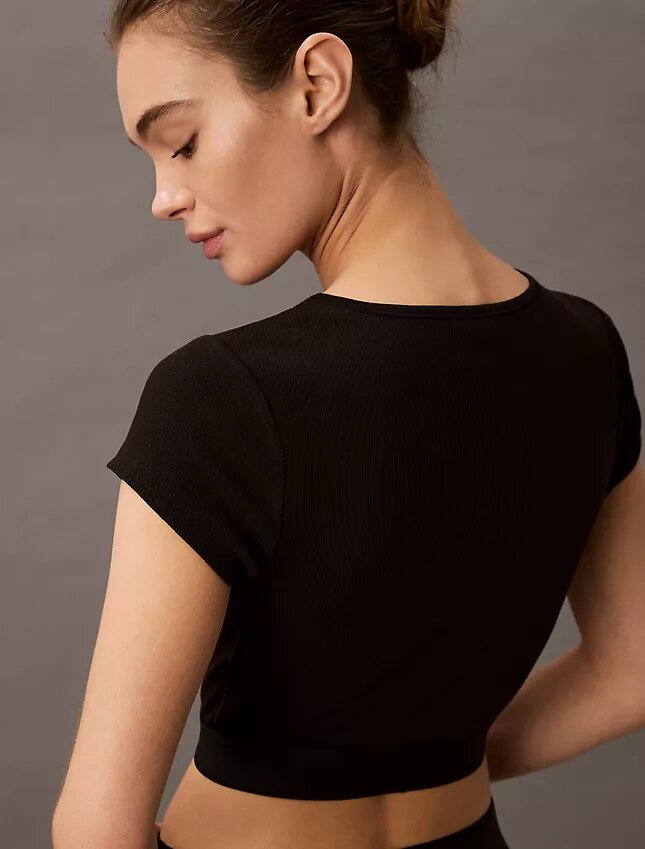 Krótka koszulka z Cotton Stretch ściągacza Krótka koszulka z Cotton Stretch ściągacza