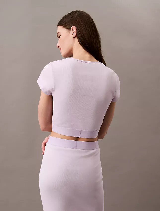 Krótka koszulka z Cotton Stretch ściągacza Krótka koszulka z Cotton Stretch ściągacza