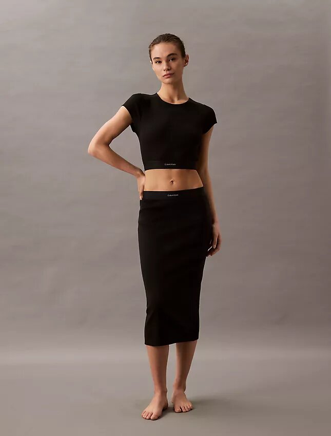 Krótka koszulka z Cotton Stretch ściągacza Krótka koszulka z Cotton Stretch ściągacza