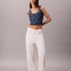 Krótki top z denimowym nadrukiem Monogramu Krótki top z denimowym nadrukiem Monogramu