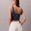 Krótki top z denimowym nadrukiem Monogramu Krótki top z denimowym nadrukiem Monogramu