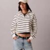 Krótki top z frotte w paski z Monogramem Krótki top z frotte w paski z Monogramem