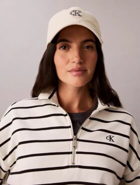 Krótki top z frotte w paski z Monogramem