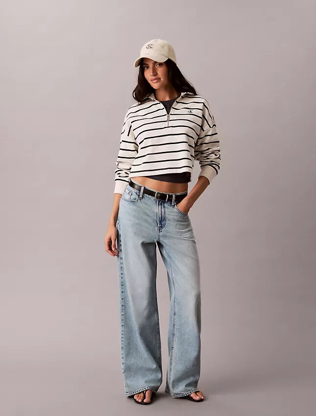 Krótki top z frotte w paski z Monogramem Krótki top z frotte w paski z Monogramem