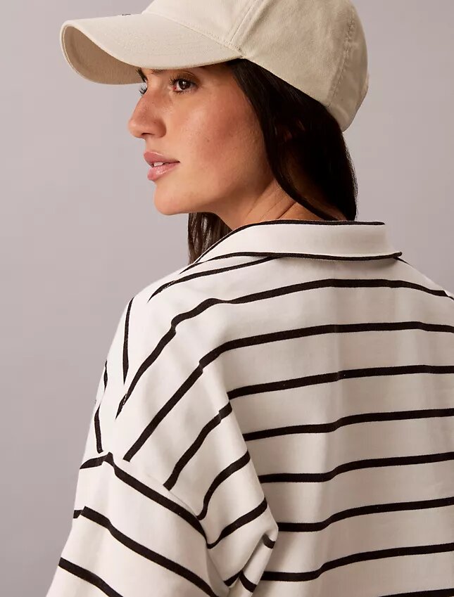 Krótki top z frotte w paski z Monogramem Krótki top z frotte w paski z Monogramem