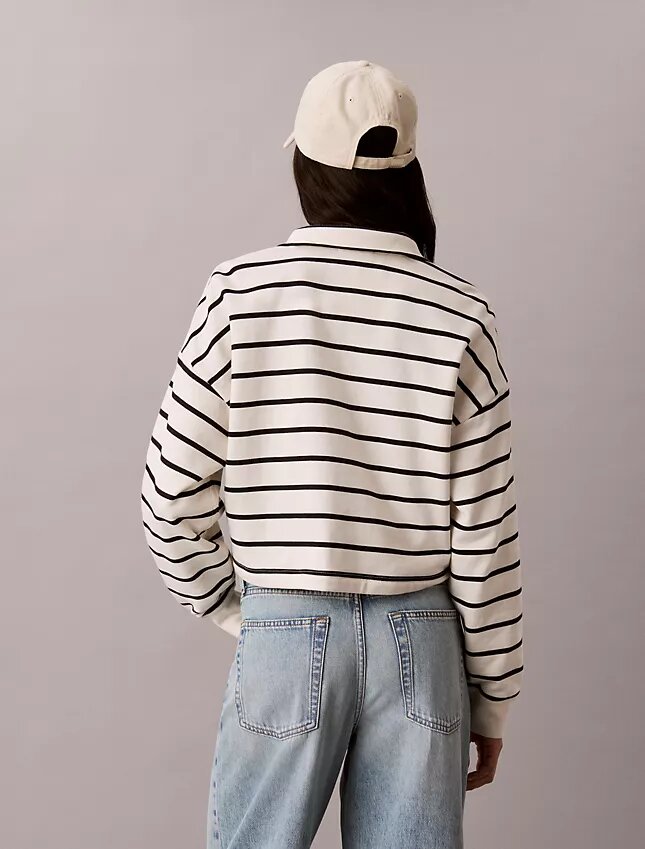 Krótki top z frotte w paski z Monogramem Krótki top z frotte w paski z Monogramem