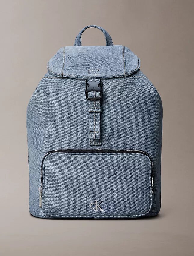 Mini Denim plecak z klapką z logo Mini Denim plecak z klapką z logo