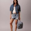 Mini Denim plecak z klapką z logo Mini Denim plecak z klapką z logo