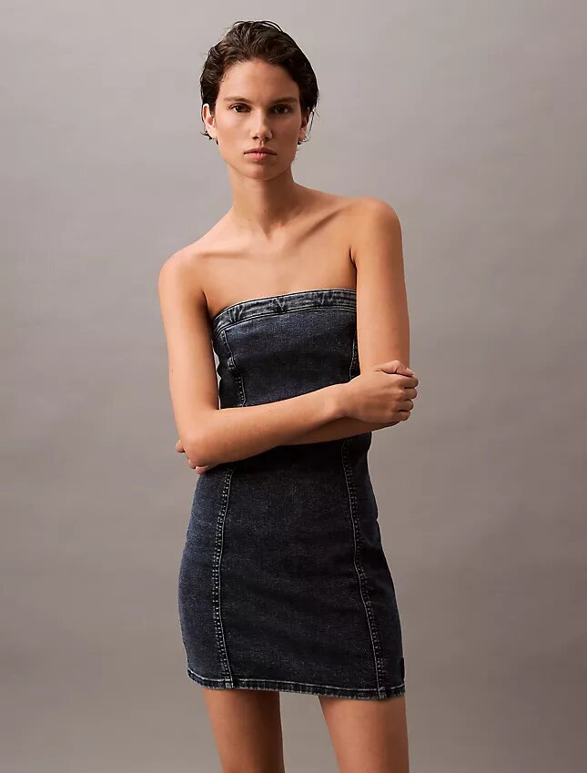 Mini sukienka Denim bez ramiączek Mini sukienka Denim bez ramiączek