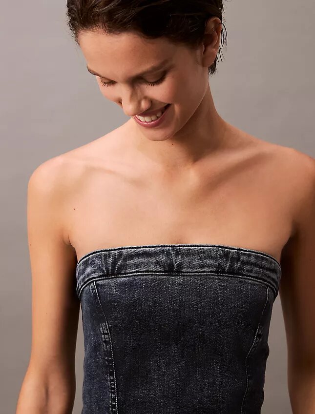 Mini sukienka Denim bez ramiączek Mini sukienka Denim bez ramiączek