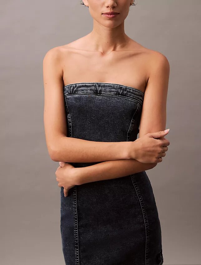 Mini sukienka Denim bez ramiączek Mini sukienka Denim bez ramiączek