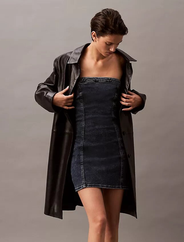 Mini sukienka Denim bez ramiączek Mini sukienka Denim bez ramiączek