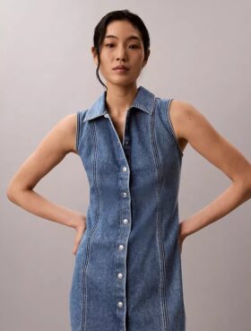 Mini sukienka z szwami w stylu Denim
