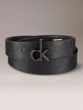 Pasek dwustronny z plakietką z logo Monogram