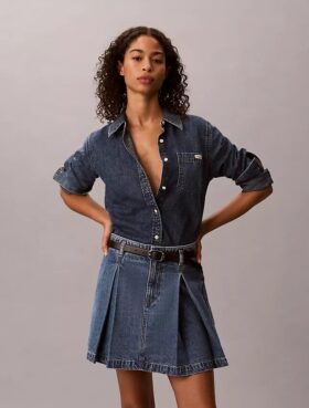Plisowana mini spódniczka Denim
