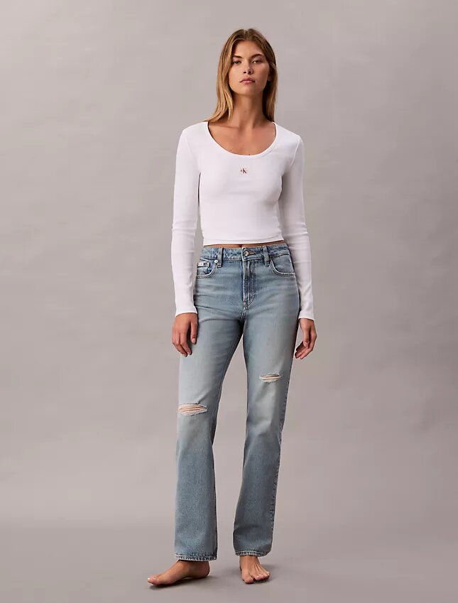 Proste jeansy z wysokim stanem Proste jeansy z wysokim stanem