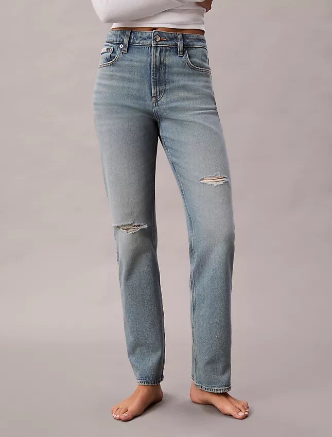 Proste jeansy z wysokim stanem Proste jeansy z wysokim stanem