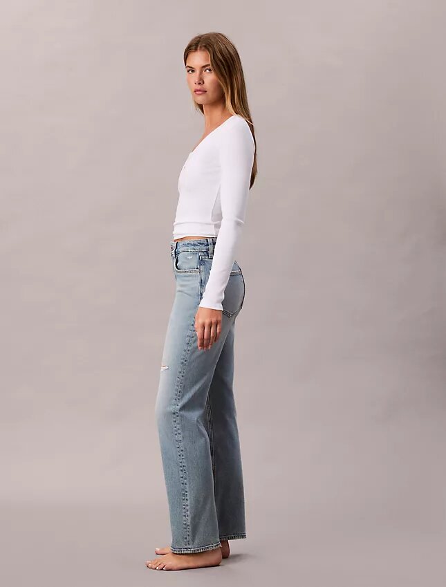 Proste jeansy z wysokim stanem Proste jeansy z wysokim stanem