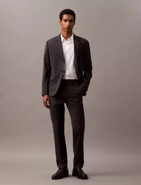 Spodnie slim fit z mieszanki wełny