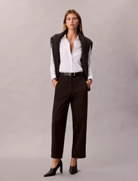 Spodnie z bawełnianego twillu Cotton Stretch z elastycznym pasem