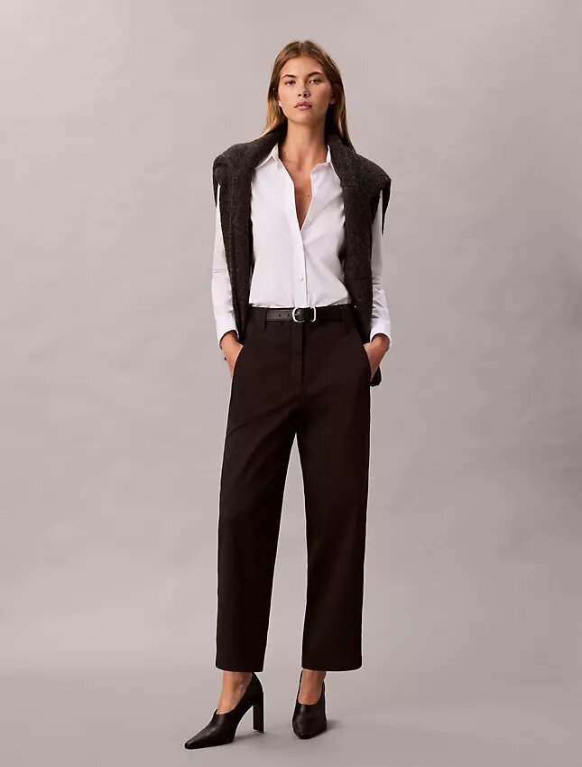 Spodnie z bawełnianego twillu Cotton Stretch z elastycznym pasem Spodnie z bawełnianego twillu Cotton Stretch z elastycznym pasem