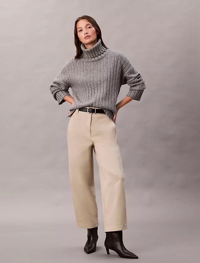Spodnie z bawełnianego twillu Cotton Stretch z elastycznym pasem Spodnie z bawełnianego twillu Cotton Stretch z elastycznym pasem