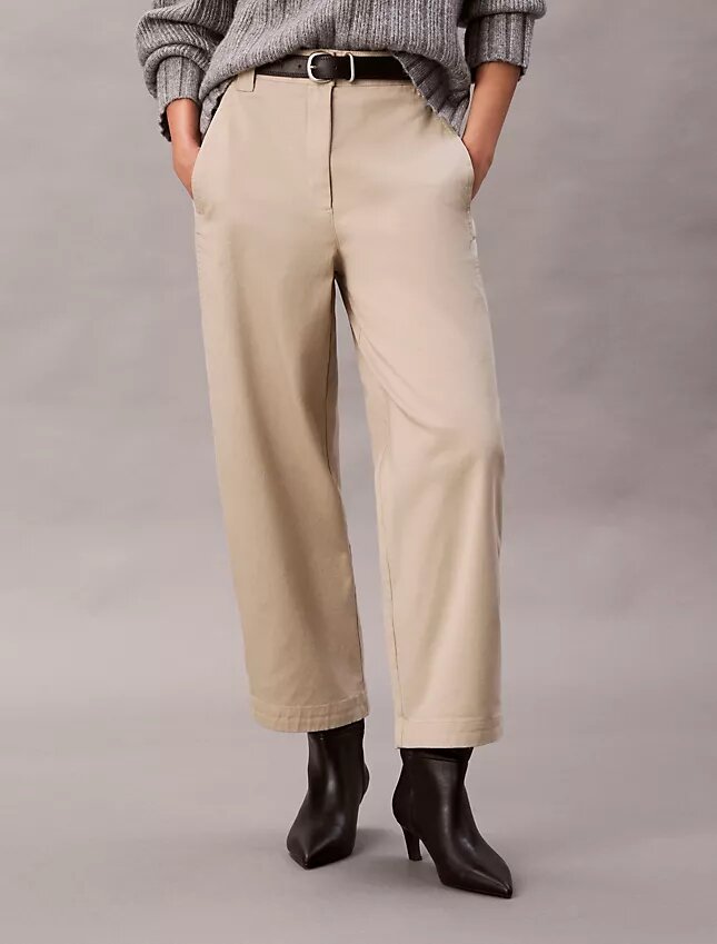 Spodnie z bawełnianego twillu Cotton Stretch z elastycznym pasem Spodnie z bawełnianego twillu Cotton Stretch z elastycznym pasem